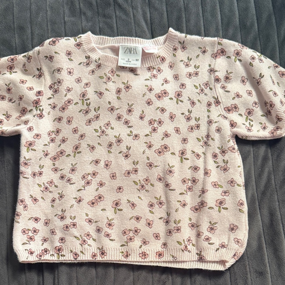 Zara Kids Light Pink Floral Sweater